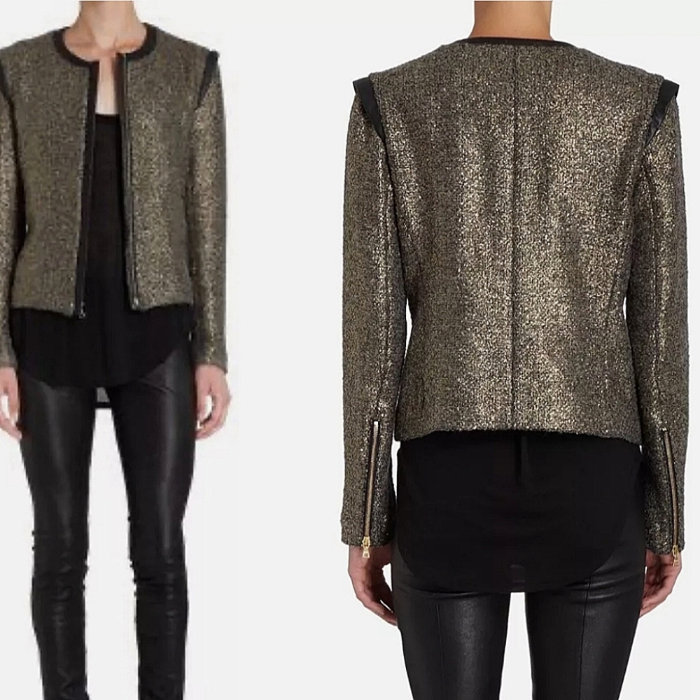 LAVEER - Gold Metallic Tweed Jacket